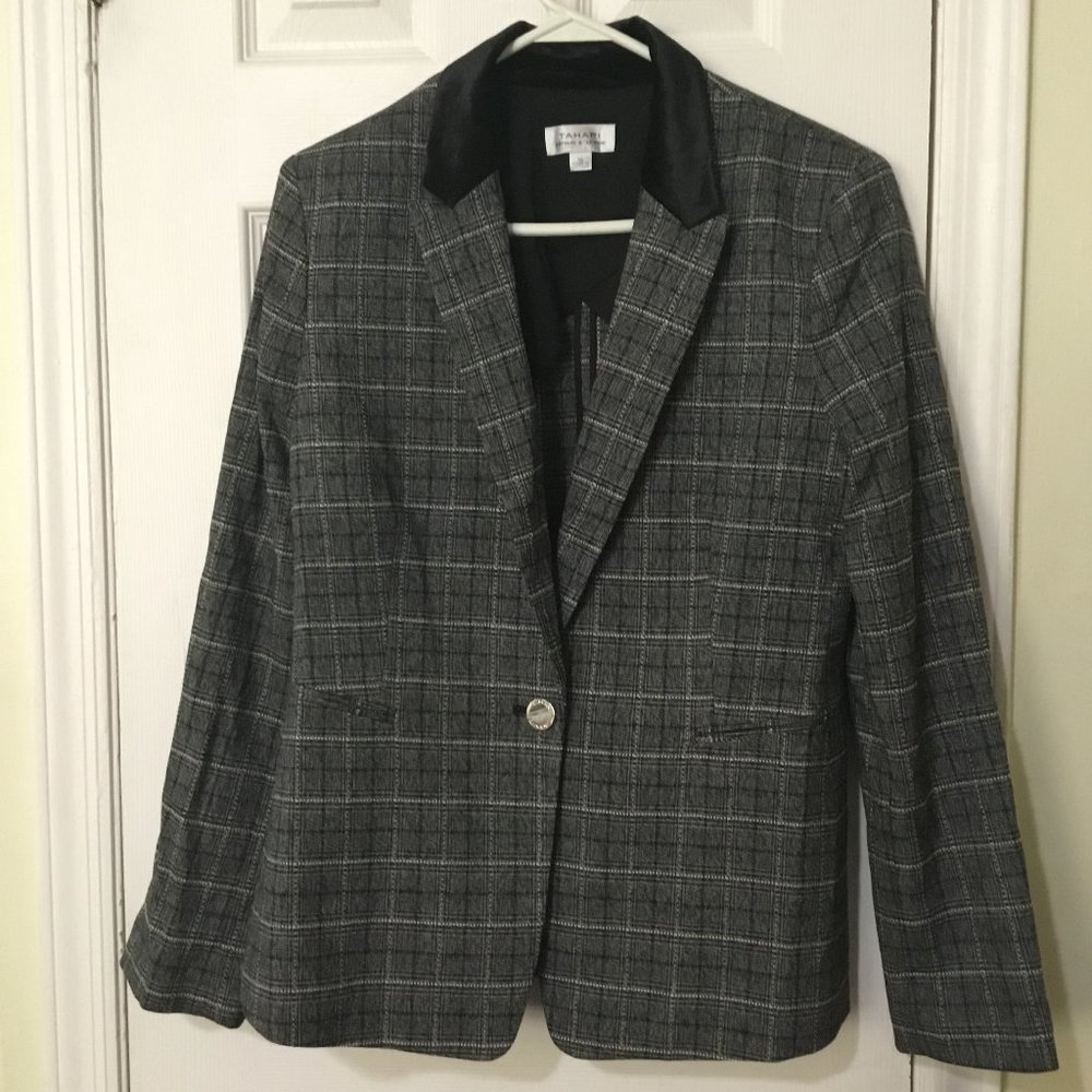 NWT Women's Tahari ASL Black Ivory Taupe Jacket Size 10